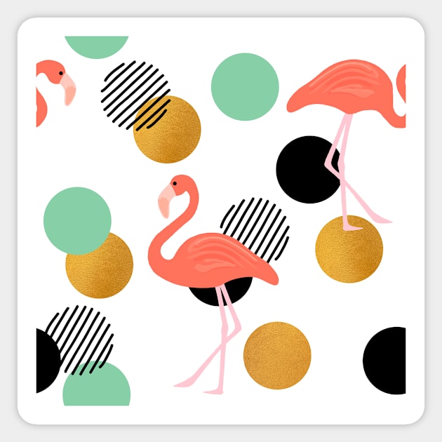 Flamingos And Circles Sticker by swagmaven